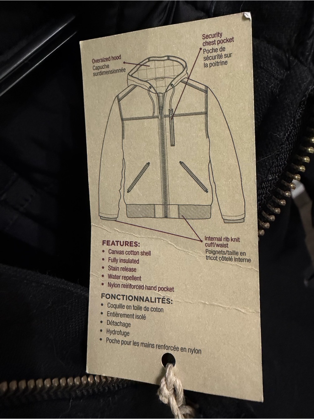 RedHead Men’s Black Hooded  Work Jacket - Picture 8 of 10